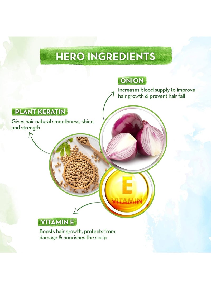 Onion Shampoo for Hair Growth and Hair Fall Control with Onion and Plant Keratin | Reduces Hair Fall | Strengthens & Smoothens Hair | For Men & Women | 600ml