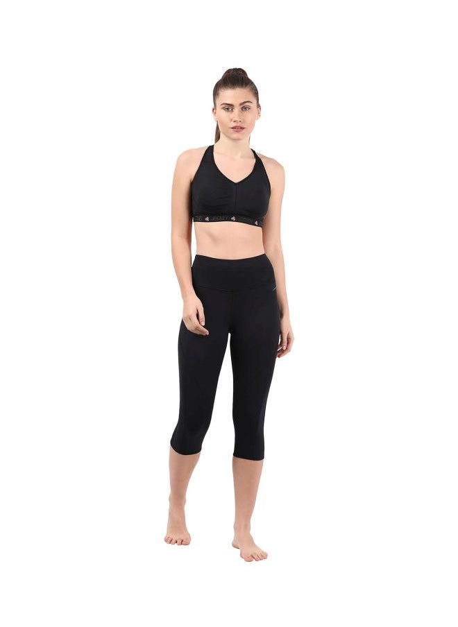 Women Microfiber Elastane Stretch Slim Fit Capri with Breathable Mesh and StayFresh Treatment