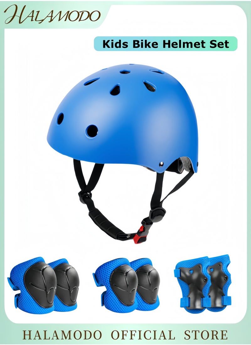 Kids Adjustable Bike Helmet with Knee Pads Elbow Pads Wrist Guards Multi-Sport Cycling Riding Scooter Skating Helmet Skateboard Helmet for Ages 2-3-5-8-14 Kids Toddler Girls Boys