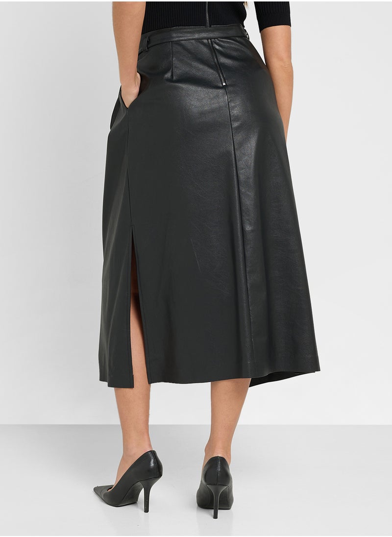 Pu High Waist Skirt