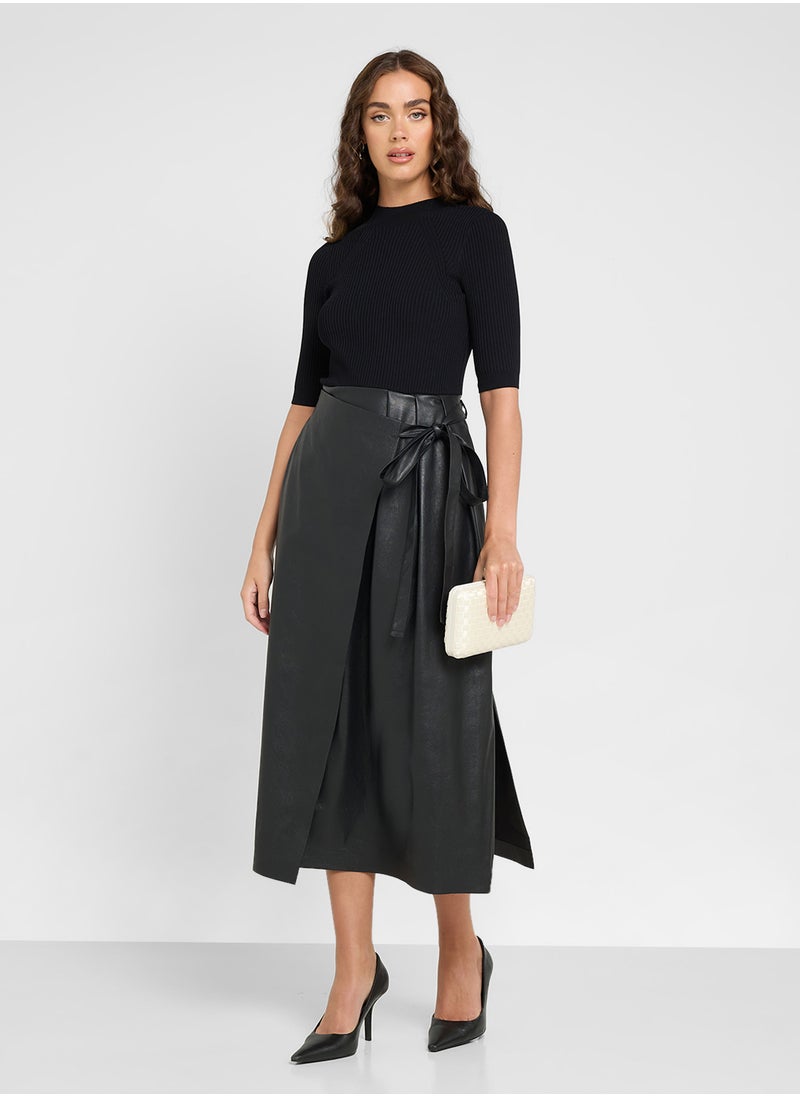 Pu High Waist Skirt