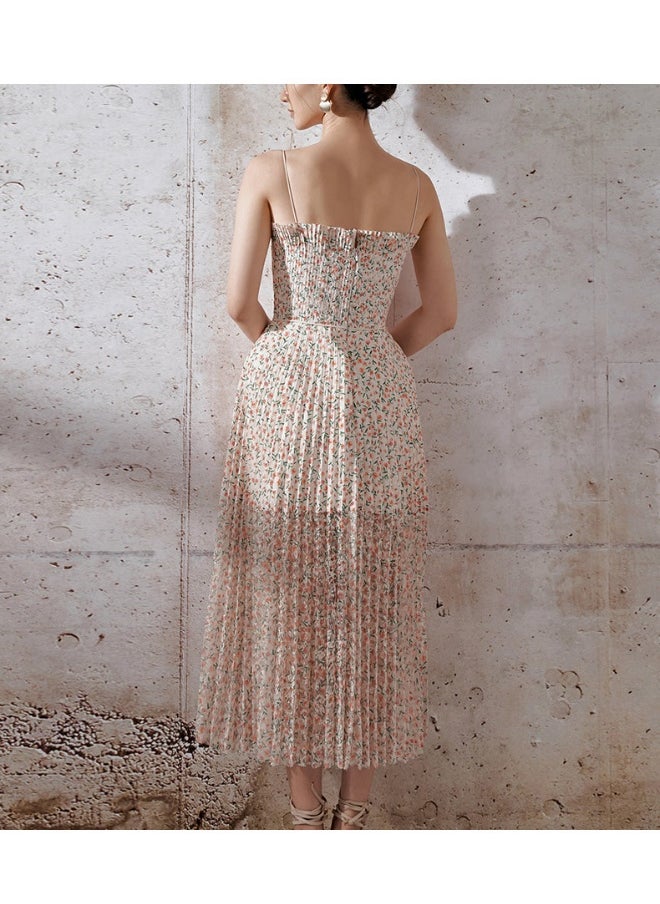 Elegant Floral Print Slip Dress with Graceful Design