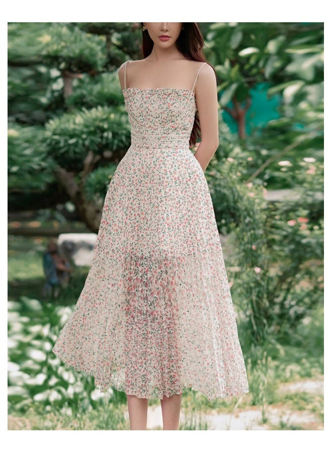Elegant Floral Print Slip Dress with Graceful Design