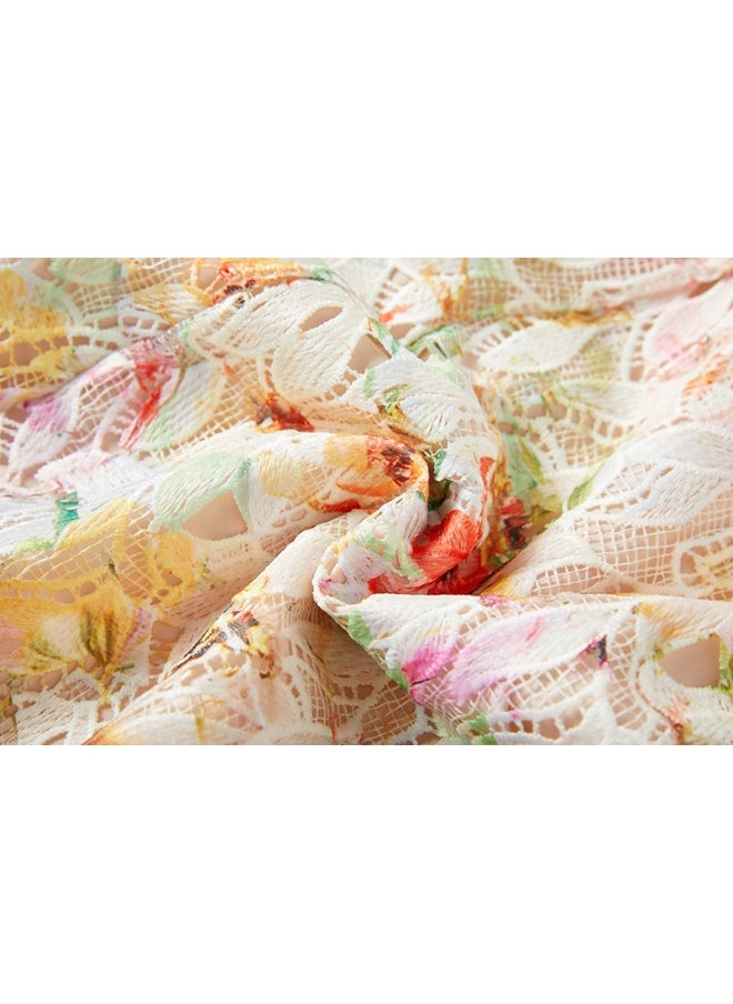 New Floral Lace Hollow-Out Backless Cami Dress for Tea Break