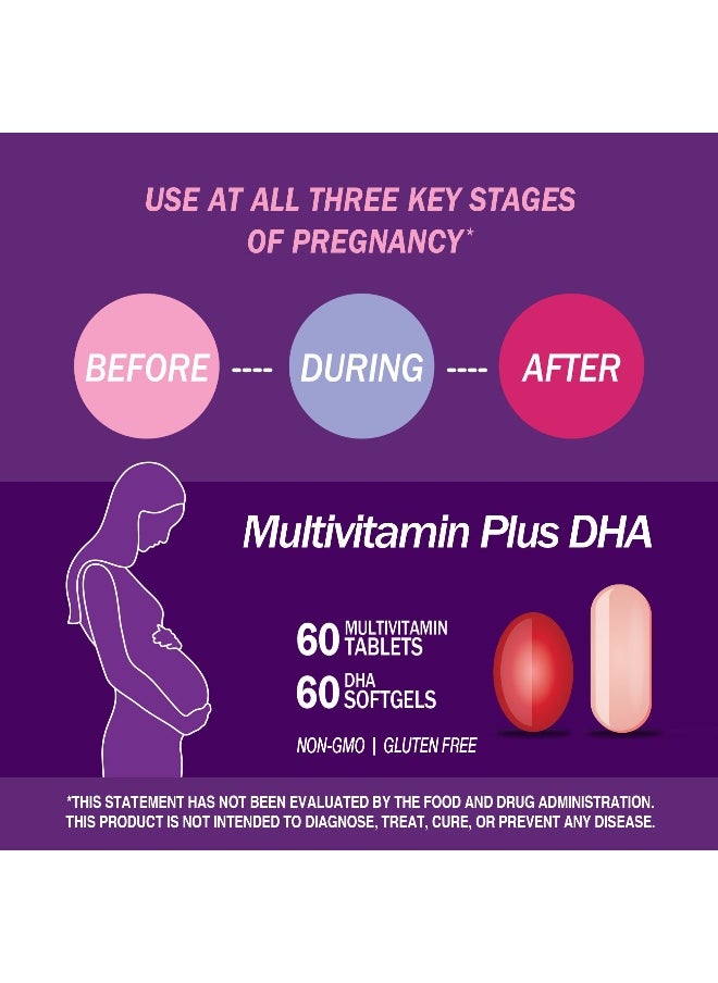 21st Century, Prenatal Multivitamin Plus DHA, 2 Bottles, 60 Tablets / 60 Softgels