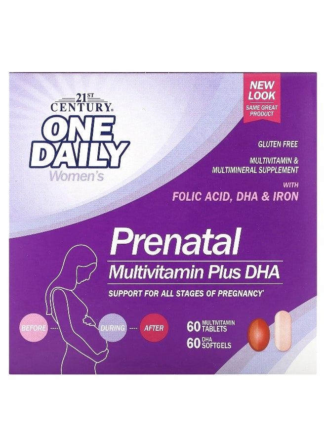 21st Century, Prenatal Multivitamin Plus DHA, 2 Bottles, 60 Tablets / 60 Softgels