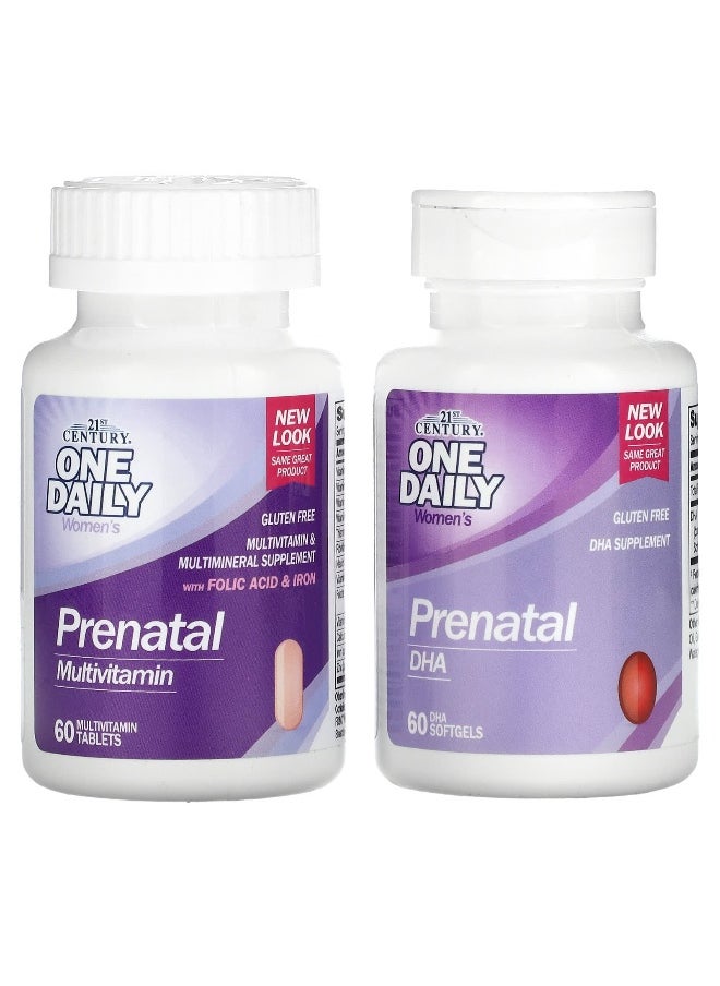 21st Century, Prenatal Multivitamin Plus DHA, 2 Bottles, 60 Tablets / 60 Softgels