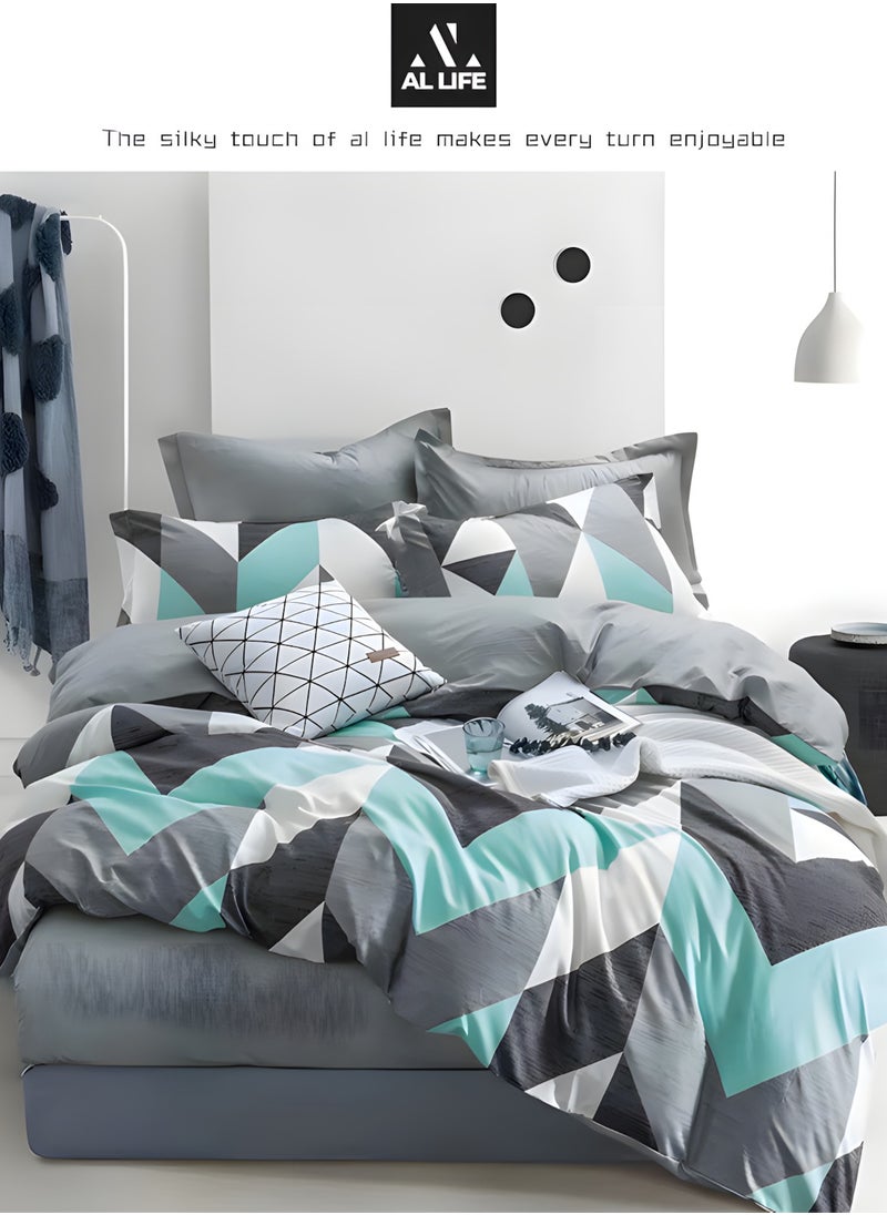 AL LIFE 250 thread count 6 Piece King Size Bedsheet Set Microfibre Super Soft Cotton Includes 1x Bed Sheet King Size Cover 220x240cm Sheet 200x200cm, 4x Pillowcases 50x75cm