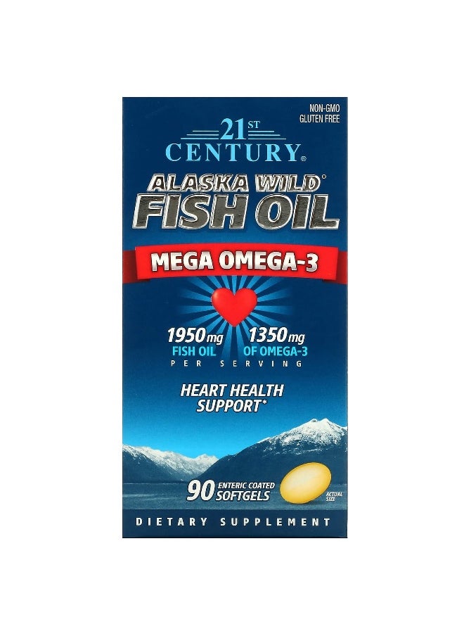 21st Century, Alaska Wild Fish Oil, Mega Omega 3, 90 Enteric Coated Softgels