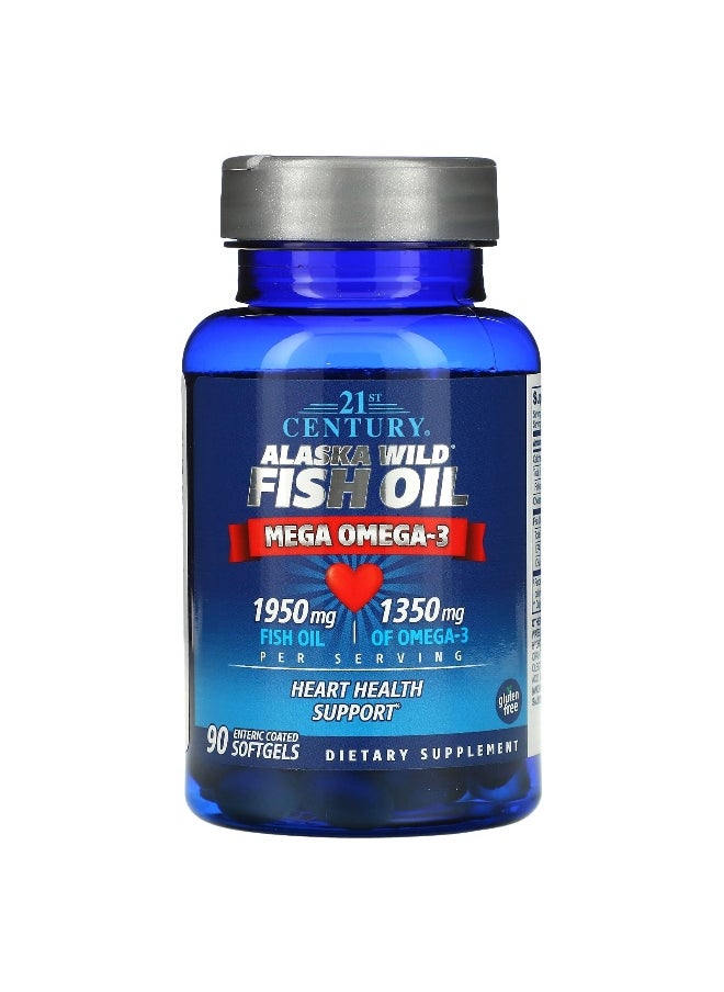 21st Century, Alaska Wild Fish Oil, Mega Omega 3, 90 Enteric Coated Softgels