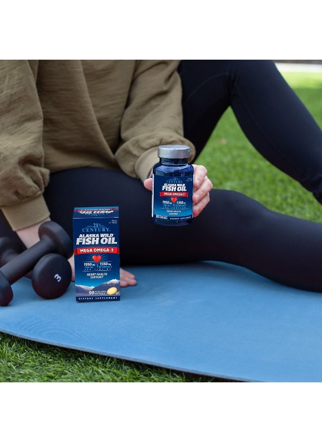 21st Century, Alaska Wild Fish Oil, Mega Omega 3, 90 Enteric Coated Softgels