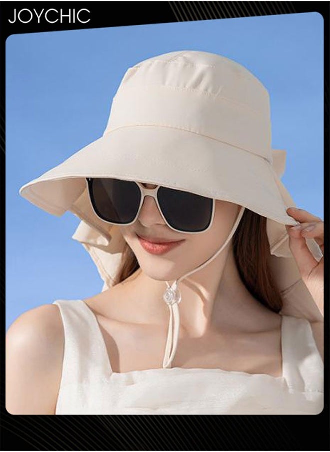 Women Fisherman Sun Hat Wide Brim Summer UV Protection Sun Protection Portable Hat with Neck Flap for Holiday Outdoor Hiking Camping
