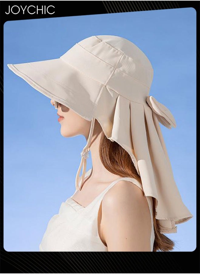 Women Fisherman Sun Hat Wide Brim Summer UV Protection Sun Protection Portable Hat with Neck Flap for Holiday Outdoor Hiking Camping