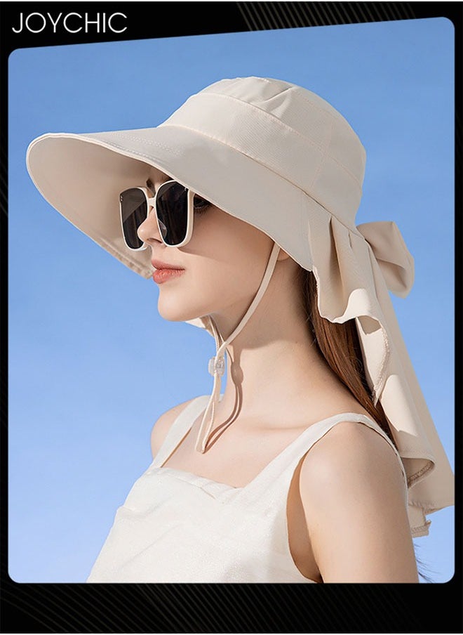 Women Fisherman Sun Hat Wide Brim Summer UV Protection Sun Protection Portable Hat with Neck Flap for Holiday Outdoor Hiking Camping