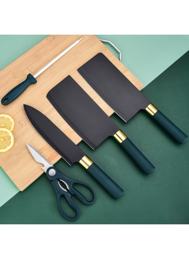 Kitchen Knife Set, 7-Piece Kitchen Sharp Knife Set, Non-stick Anti-Slip Stainless Steel Chef Knife Set with Universal Knife Holder for Home Use,Ideal Cookware for Home Chefs