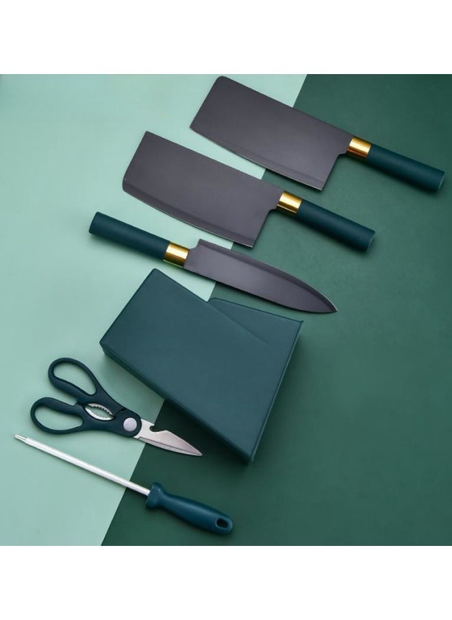 Kitchen Knife Set, 7-Piece Kitchen Sharp Knife Set, Non-stick Anti-Slip Stainless Steel Chef Knife Set with Universal Knife Holder for Home Use,Ideal Cookware for Home Chefs