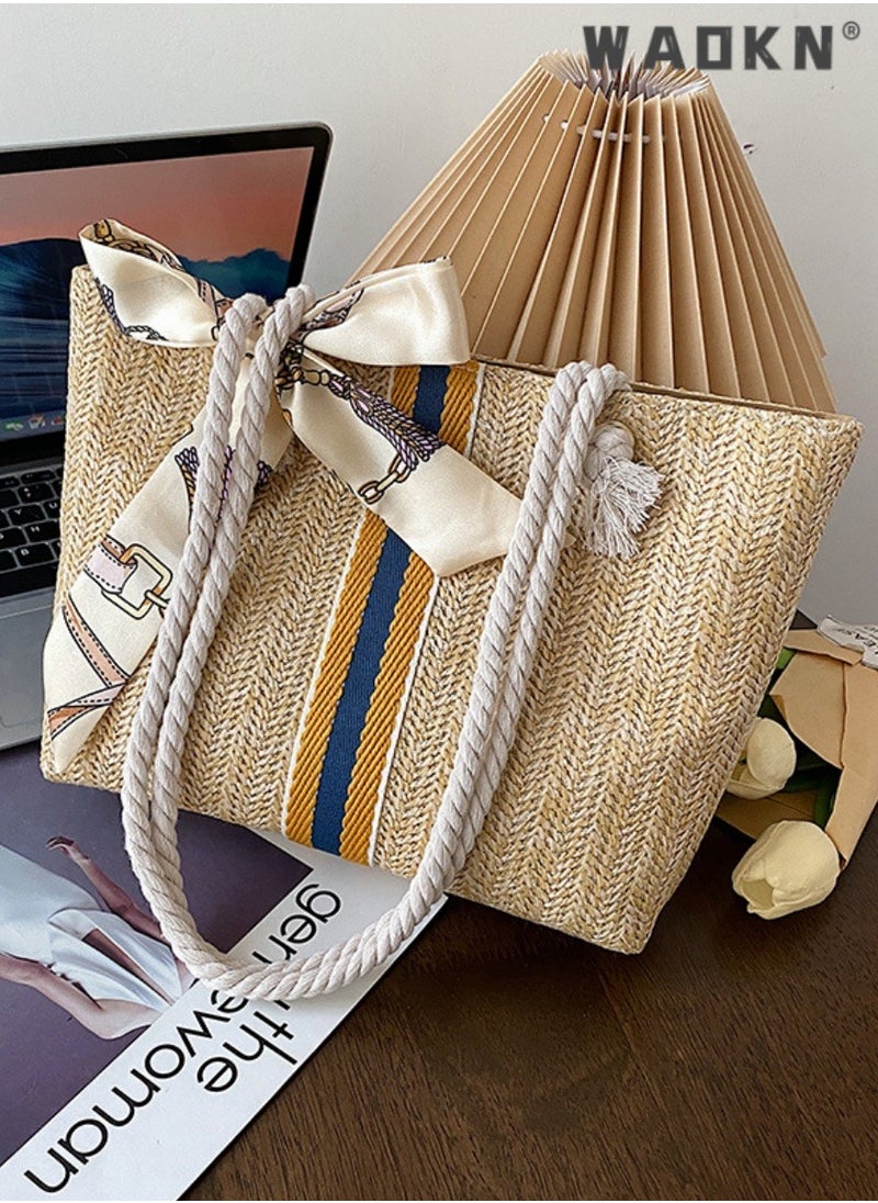Women Straw Woven Shoulder Bag Summer Beach Travel Crossbody Handbag Classics Satchel Purse Woven Handbags Women Straw Tote Bag with Zip,Summer Beach Bag Side Bag for shopping,work,dating,travel