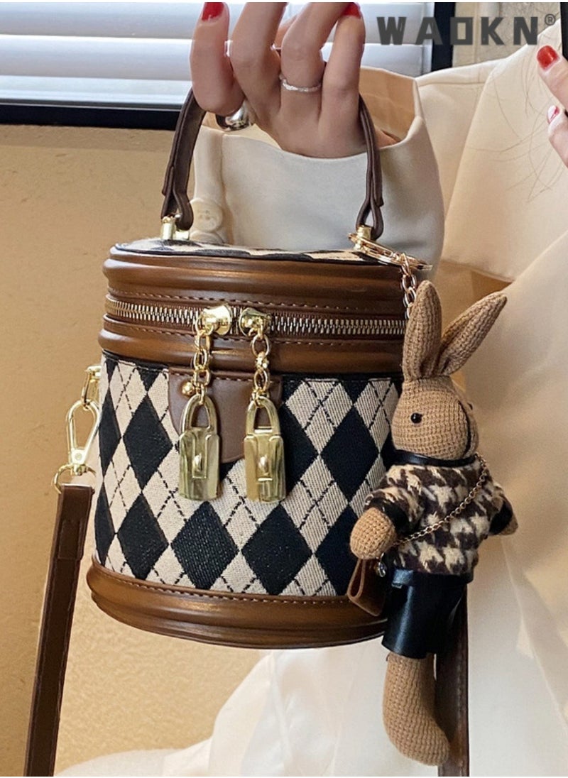 Women's New Fashionable Shoulder Bag, Ladies Diamond Texture Handbag Carrying Bag Tote Bags, Large Capacity Trendy Crossbody Bag, Bucket Bag Side Bag Sling Bag