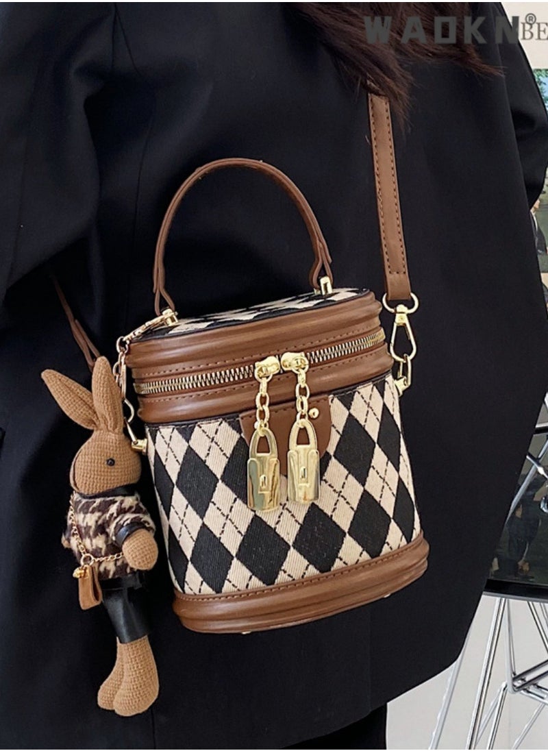 Women's New Fashionable Shoulder Bag, Ladies Diamond Texture Handbag Carrying Bag Tote Bags, Large Capacity Trendy Crossbody Bag, Bucket Bag Side Bag Sling Bag
