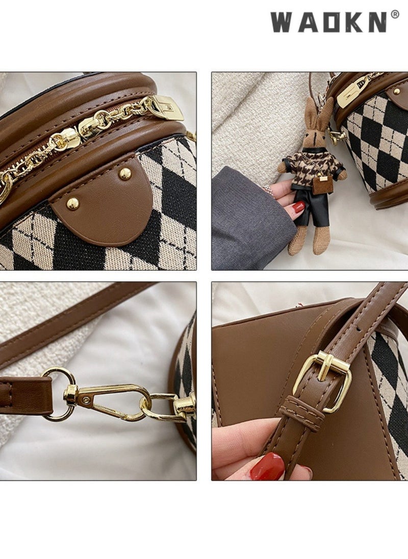 Women's New Fashionable Shoulder Bag, Ladies Diamond Texture Handbag Carrying Bag Tote Bags, Large Capacity Trendy Crossbody Bag, Bucket Bag Side Bag Sling Bag