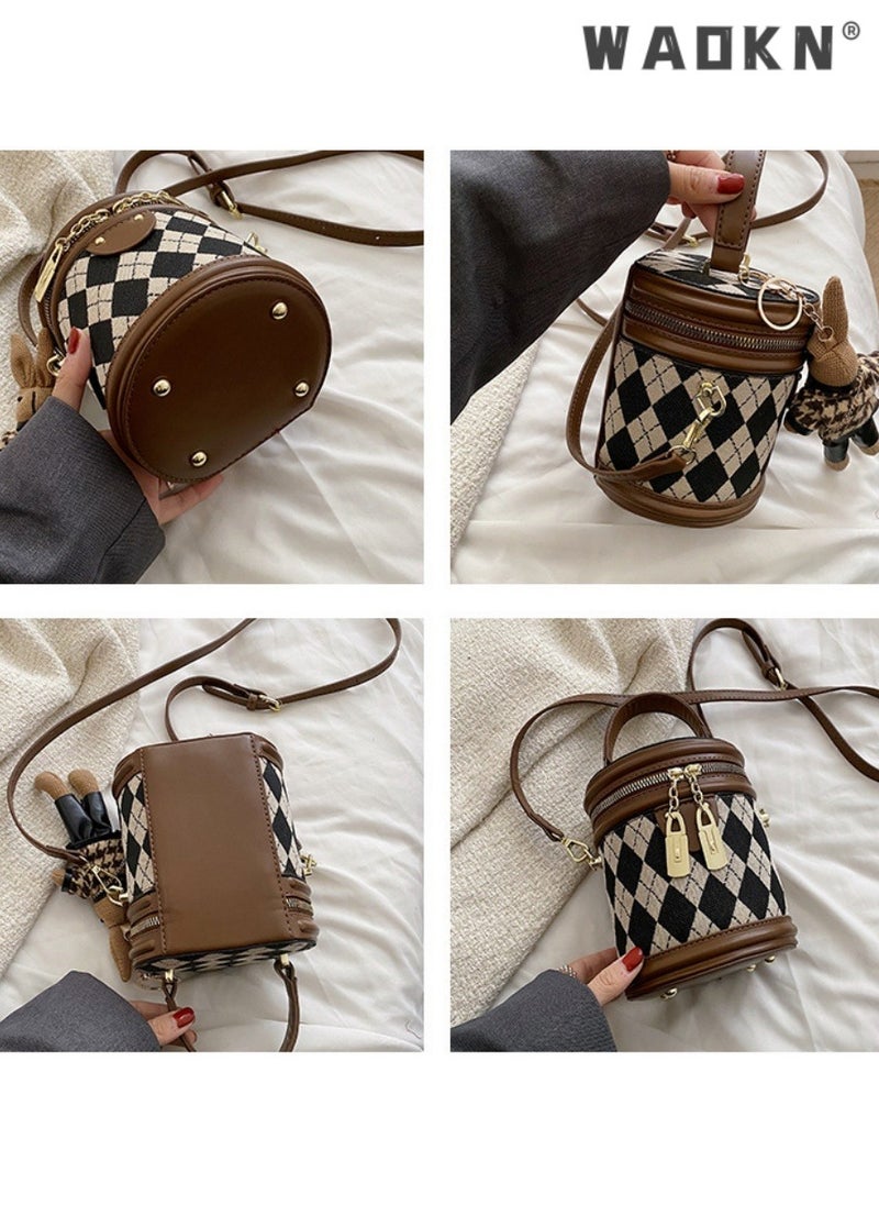 Women's New Fashionable Shoulder Bag, Ladies Diamond Texture Handbag Carrying Bag Tote Bags, Large Capacity Trendy Crossbody Bag, Bucket Bag Side Bag Sling Bag