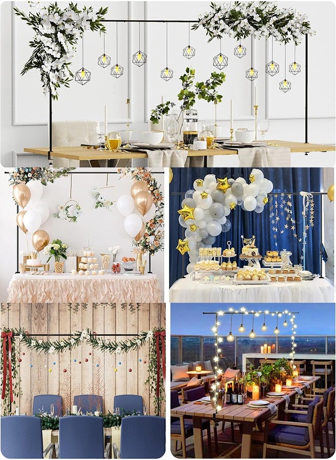 Over The Table Rod Stand with Clamps, Adjustable 71-108CM Tall 73-205CM Length, Black Table Arch Hanging for Wedding Birthday Party Decoration, Wedding Backdrop Stand