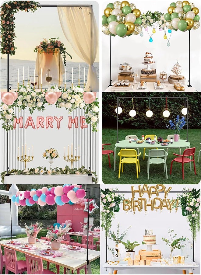 Over The Table Rod Stand with Clamps, Adjustable 71-108CM Tall 73-205CM Length, Black Table Arch Hanging for Wedding Birthday Party Decoration, Wedding Backdrop Stand