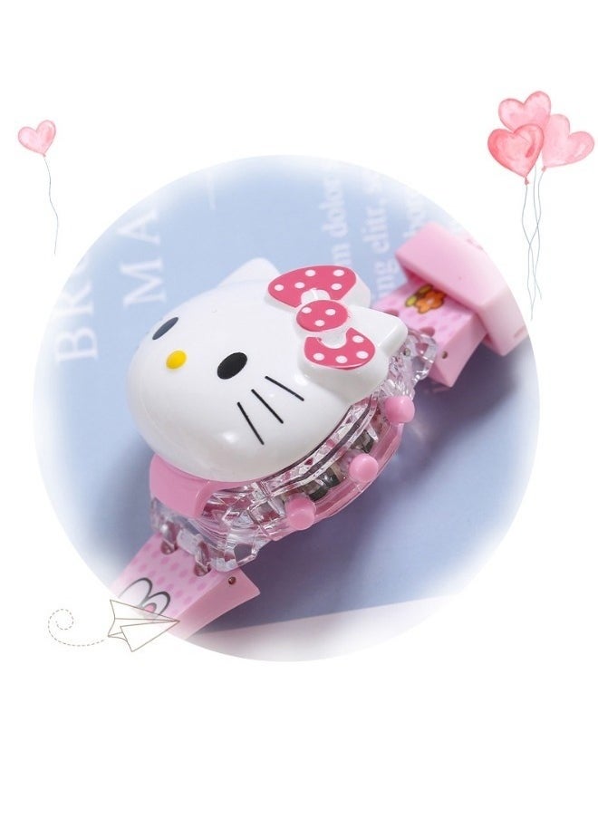 Hello Kitty Cartoon Children's Watch, Children's Watch Toy with Light Effect, Kids Electronic Watch with Music, Flip-top Cartoon Watch for Kids