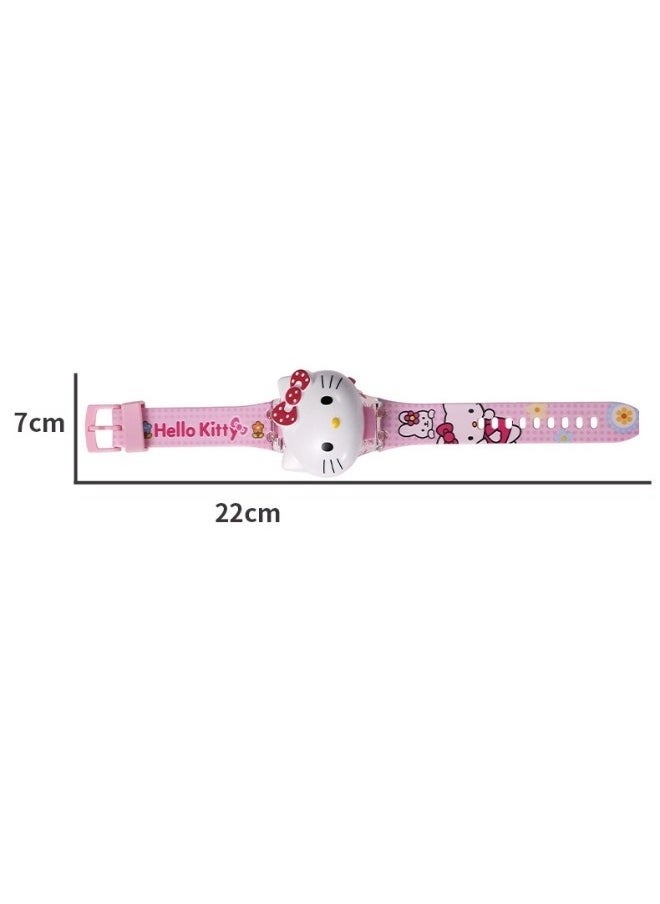 Hello Kitty Cartoon Children's Watch, Children's Watch Toy with Light Effect, Kids Electronic Watch with Music, Flip-top Cartoon Watch for Kids