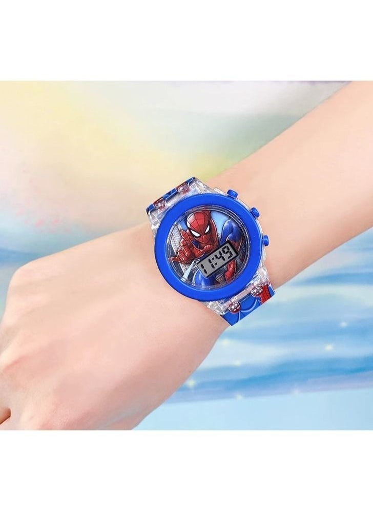 Children's Cartoon Light-Emitting Watch Marvel Spider-Man Boys And Girls With LCD Display Flashing Light Electronic Toy Watch