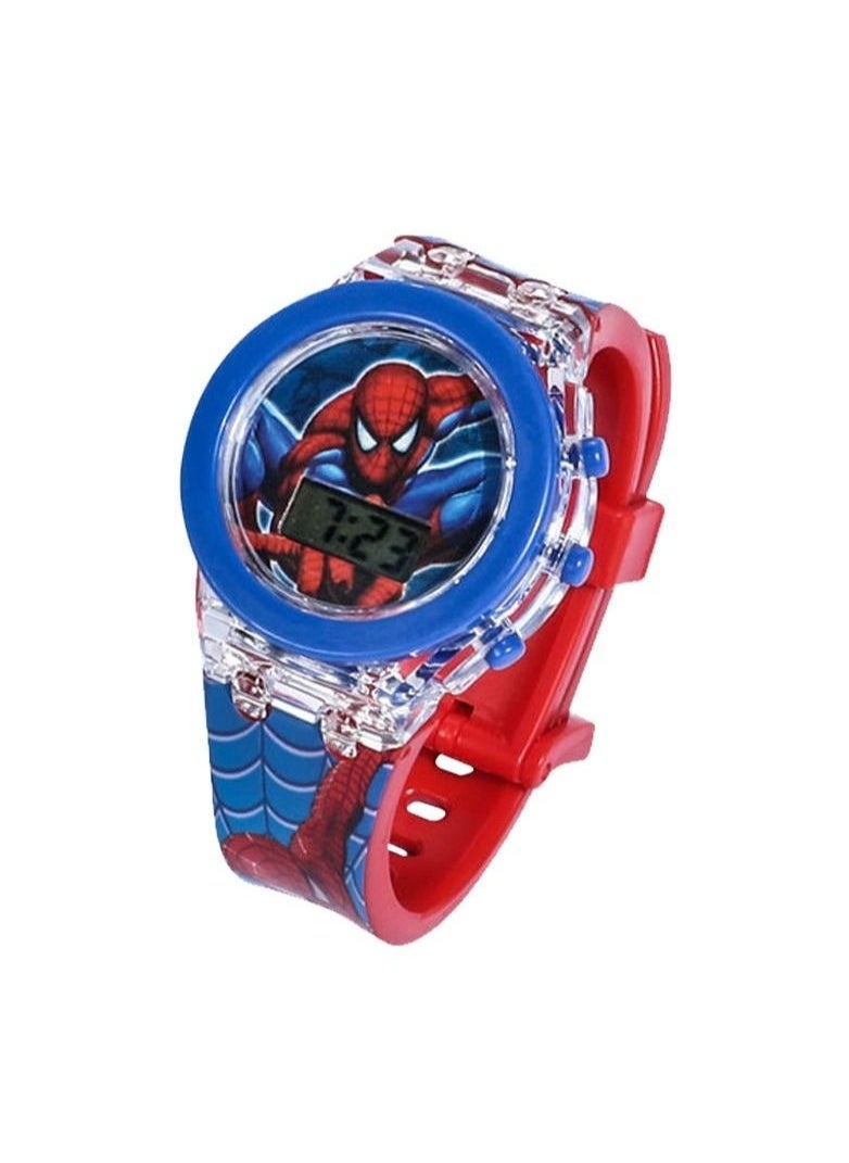Children's Cartoon Light-Emitting Watch Marvel Spider-Man Boys And Girls With LCD Display Flashing Light Electronic Toy Watch