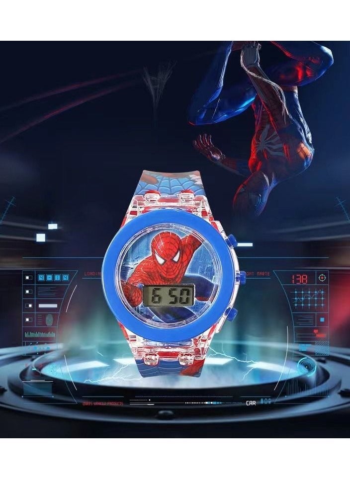 Children's Cartoon Light-Emitting Watch Marvel Spider-Man Boys And Girls With LCD Display Flashing Light Electronic Toy Watch