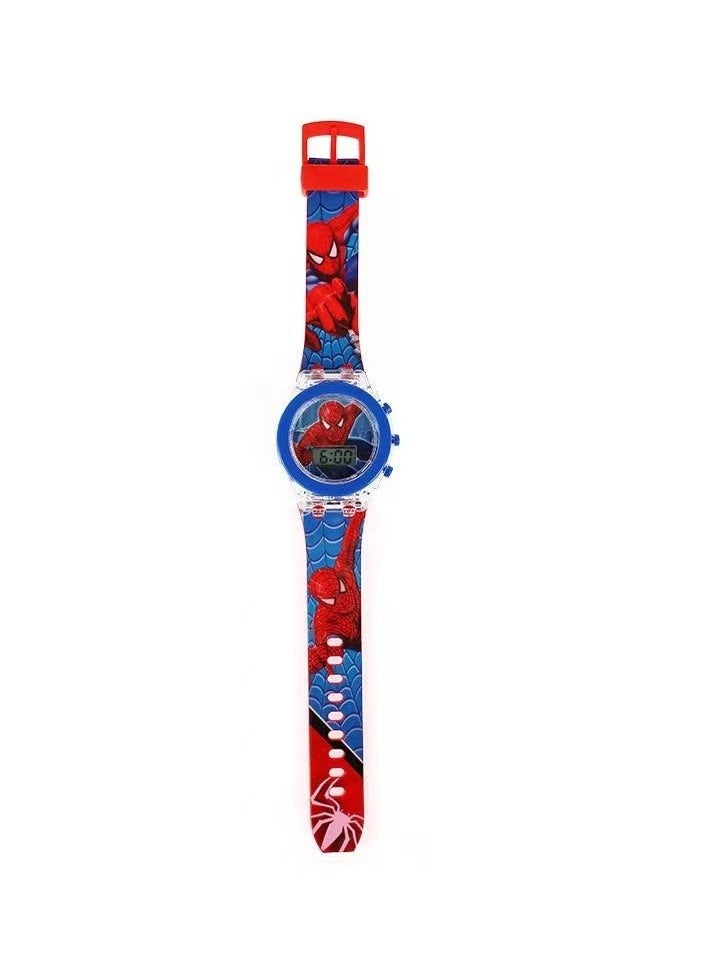 Children's Cartoon Light-Emitting Watch Marvel Spider-Man Boys And Girls With LCD Display Flashing Light Electronic Toy Watch