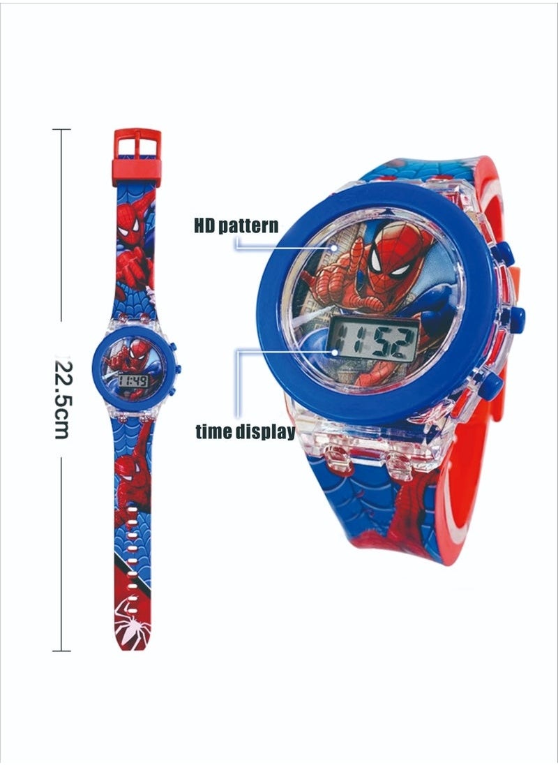 Children's Cartoon Light-Emitting Watch Marvel Spider-Man Boys And Girls With LCD Display Flashing Light Electronic Toy Watch