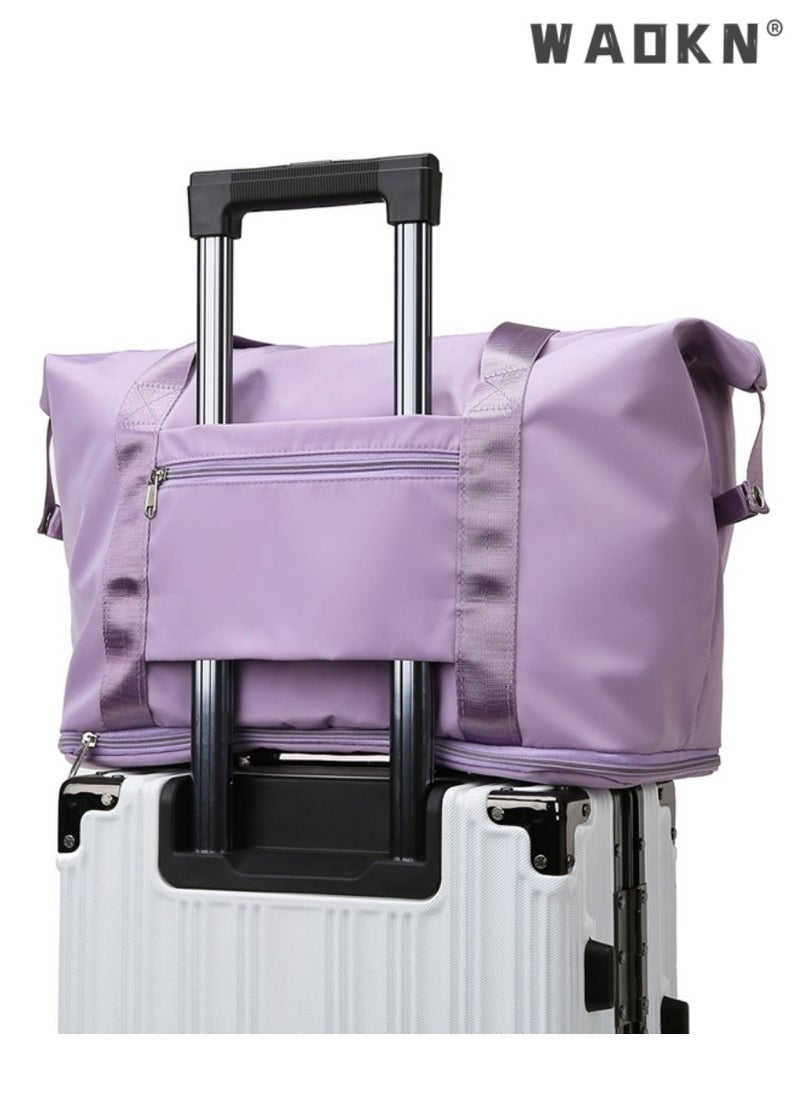 Women's Portable Dry and Wet Separation Gym Sacks, Large-capacity Business Trip Storage Bag Luggage Sports Bag Trolley Bag, Waterproof Leisure Travel Bag Carrying Bag for Ladies（Purple）