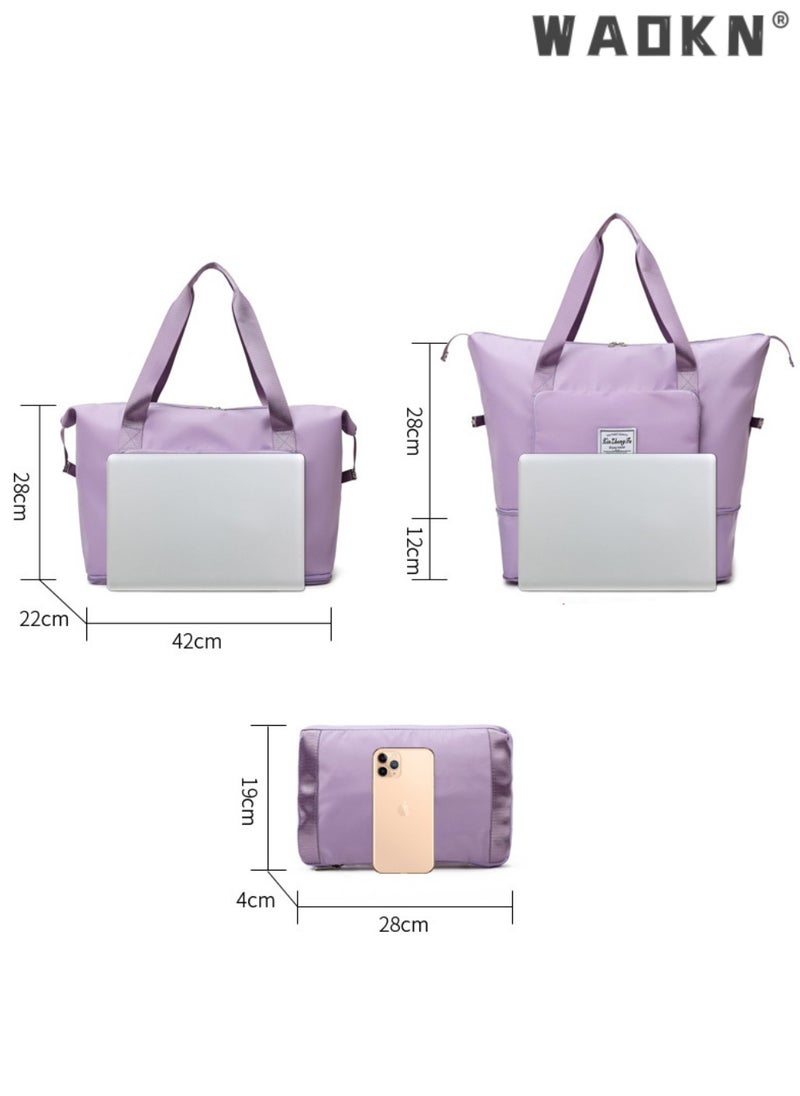 Women's Portable Dry and Wet Separation Gym Sacks, Large-capacity Business Trip Storage Bag Luggage Sports Bag Trolley Bag, Waterproof Leisure Travel Bag Carrying Bag for Ladies（Purple）