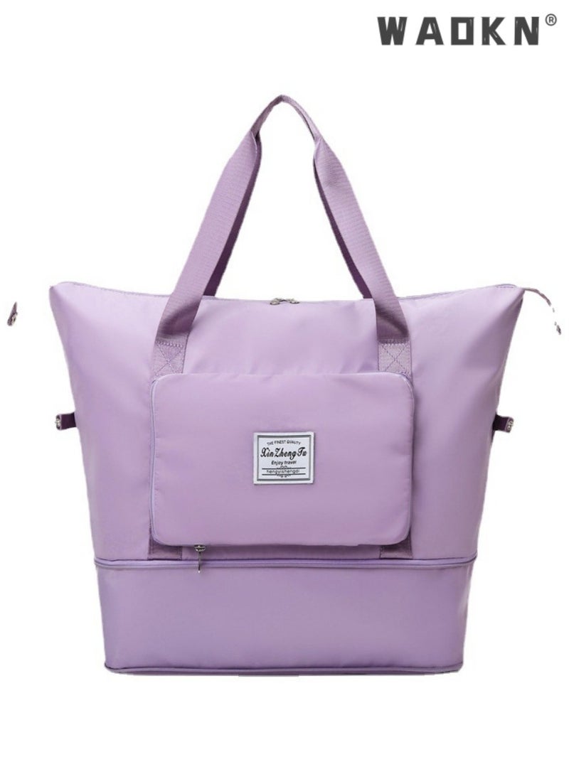 Women's Portable Dry and Wet Separation Gym Sacks, Large-capacity Business Trip Storage Bag Luggage Sports Bag Trolley Bag, Waterproof Leisure Travel Bag Carrying Bag for Ladies（Purple）