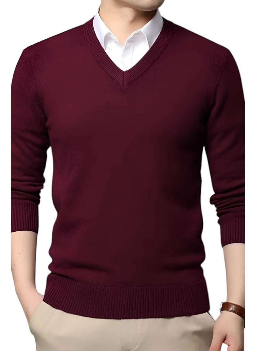 3-Piece Men's V Neck Long Sleeve Knitwear Non-Pilling Sweater Men's Slim Fit Sweater