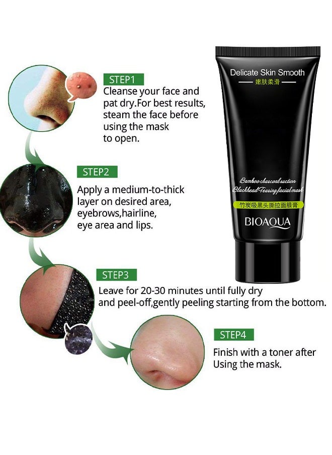 Blackhead Cleansing Facial Mask, Bamboo Charcoal Blackhead Removal Mask, Deep Cleansing Facial Pores And Oil Control And Moisturizing (60G)