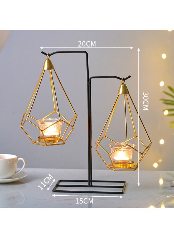 Table Decoration Metal Romantic Home Candlelight Dinner Candle Holder, Geometric Metal Atmosphere Creation Tool, Suitable for Holiday Party Home Decoration