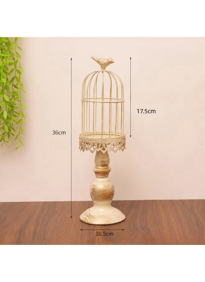 Bird Cage Candle Holders - Decorative Metal Cage Candle Lanterns for Pillar Candles Vintage Birdcage for Wedding Table Centerpiece Shabby Chic Country Home Accessories Fireplace Decor