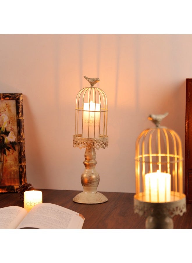 Bird Cage Candle Holders - Decorative Metal Cage Candle Lanterns for Pillar Candles Vintage Birdcage for Wedding Table Centerpiece Shabby Chic Country Home Accessories Fireplace Decor