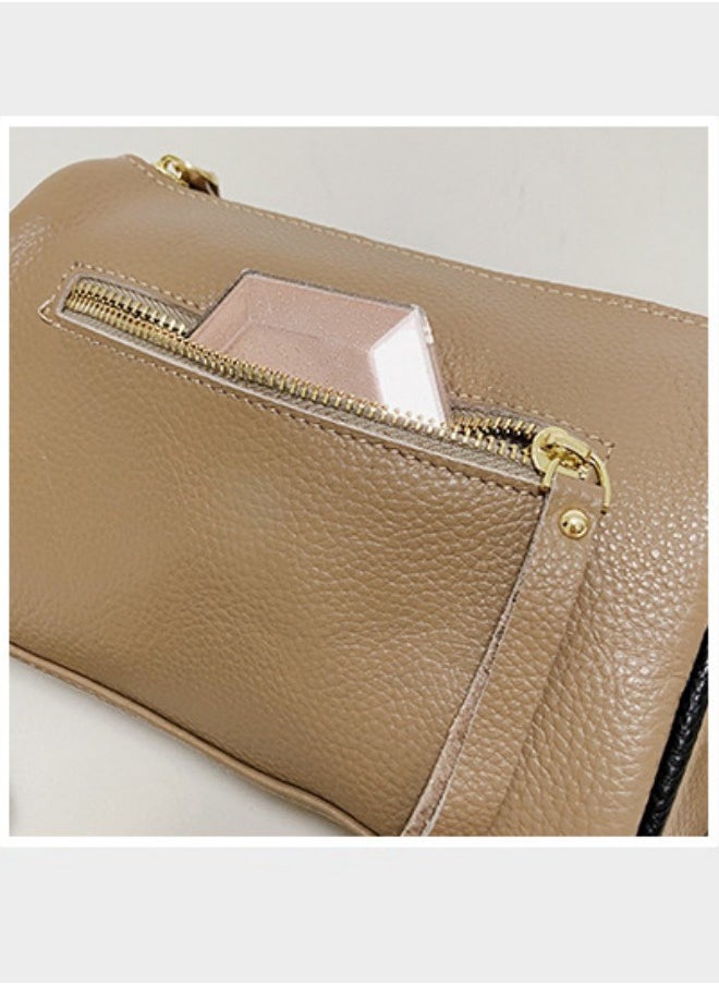 Women's Genuine Leather New Simple and Fashionable Wide Shoulder Strap Single Shoulder Bag ,Ladies Top Layer Cowhide Crossbody Bag Sling Bag Side Bag for shopping,work,dating,travel