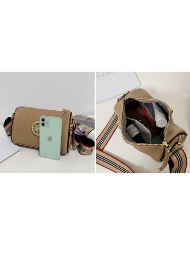 Women's Genuine Leather New Simple and Fashionable Wide Shoulder Strap Single Shoulder Bag ,Ladies Top Layer Cowhide Crossbody Bag Sling Bag Side Bag for shopping,work,dating,travel