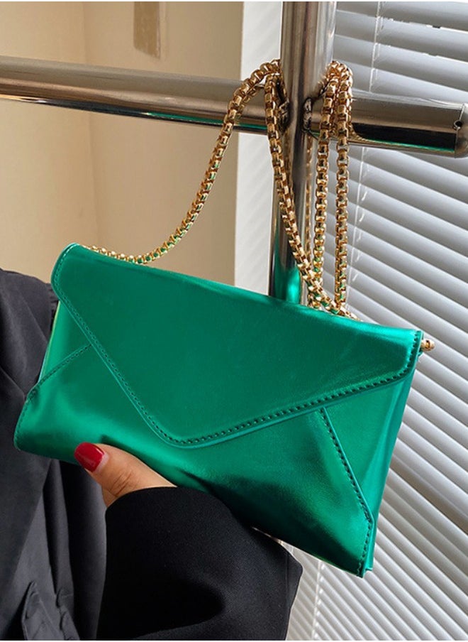 Trendy Bright Color Party Handbag Metal Chain Shoulder Bag Simple Fashion Crossbody Bag, Wedding Prom Clutch Purse Formal Party Clutches Shoulder Bag for Party Prom Wedding Concert