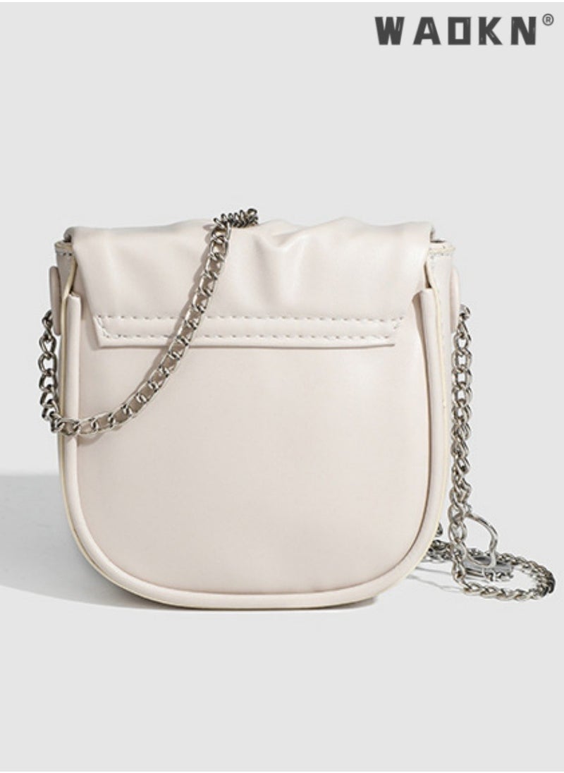 Women's Trendy Pleated Chain Crossbody Bag Sling Bag Side Bag, Ladies Versatile Mini Shoulder Bag Saddle Bag Handbag Carrying Bag Sling Bag for shopping,work,dating,travel