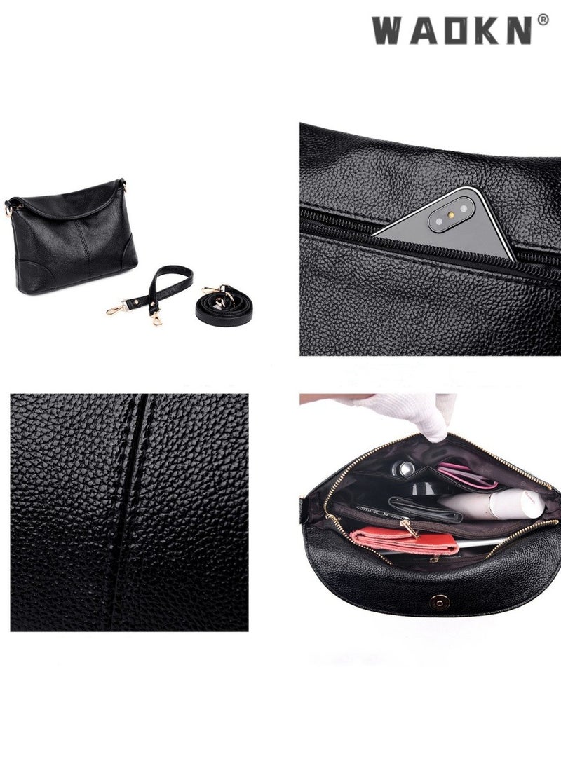 Women's Fashion Shoulder Bag, Ladies Simple and Soft Crossbody Bag Sling Bag Side Bag,Leather Handbag Bag Carry Bags /Crossbody Messenger Bag for Women/Mother/Girl Friend Gift（Black)