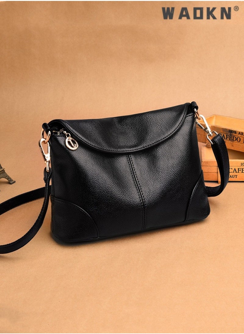 Women's Fashion Shoulder Bag, Ladies Simple and Soft Crossbody Bag Sling Bag Side Bag,Leather Handbag Bag Carry Bags /Crossbody Messenger Bag for Women/Mother/Girl Friend Gift（Black)
