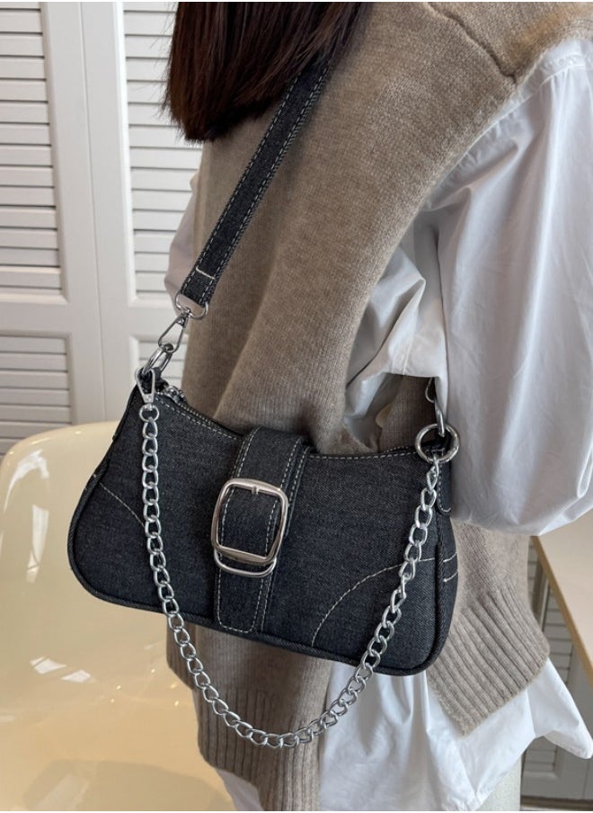 Women's Versatile Shoulder Bag,Single Shoulder Underarm Bag for Women Large Capacity Practical and Durable Handbag Ladies Fashionable and Versatile Satchel Bag Solid Color and Buckle Decor