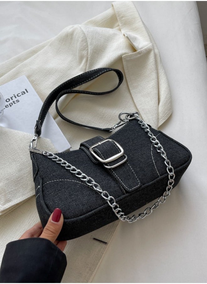 Women's Versatile Shoulder Bag,Single Shoulder Underarm Bag for Women Large Capacity Practical and Durable Handbag Ladies Fashionable and Versatile Satchel Bag Solid Color and Buckle Decor